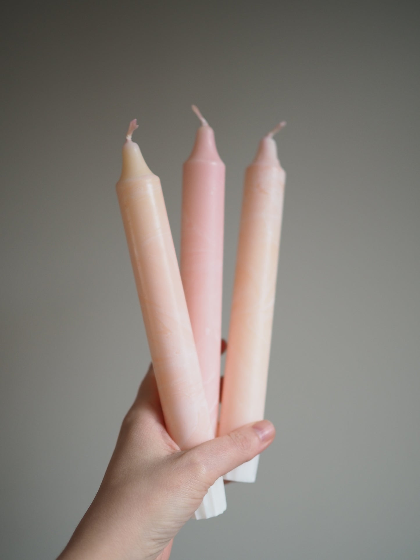 Lys - fersken hvit marmor 1.stk