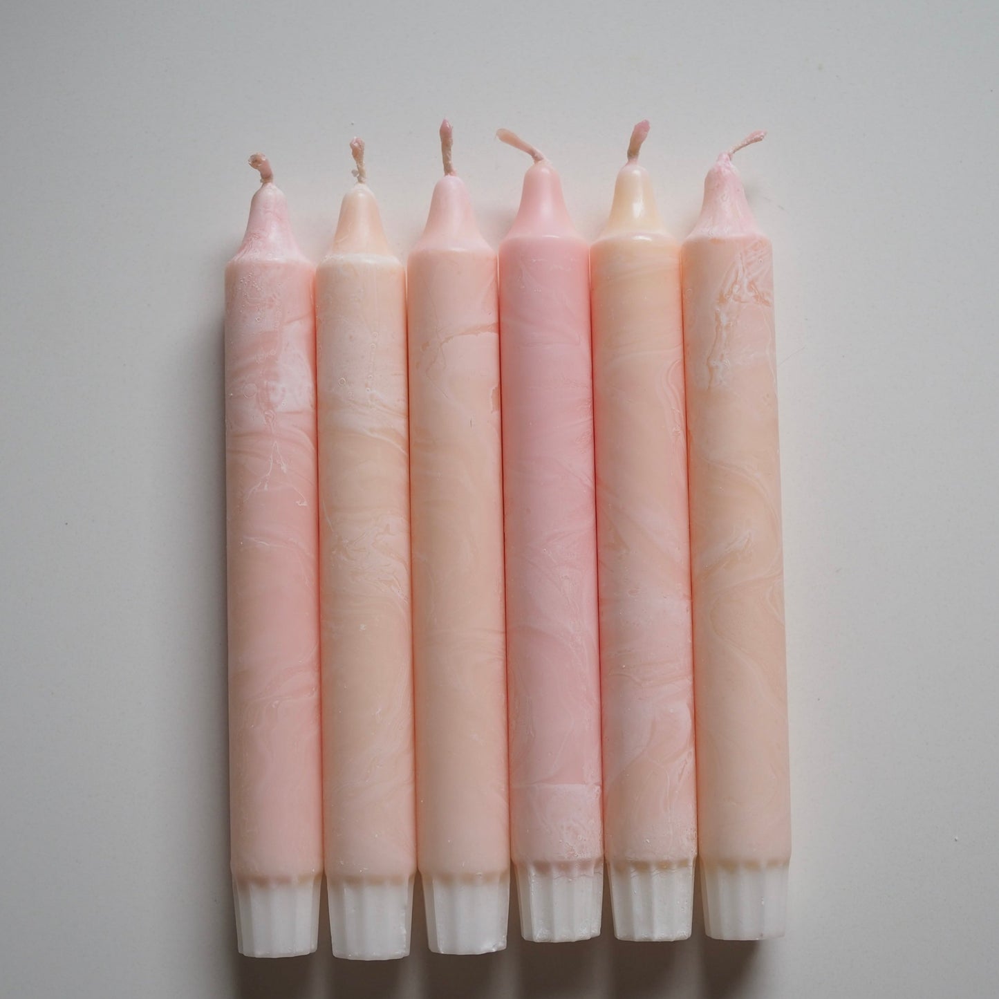 Lys - fersken hvit marmor 1.stk