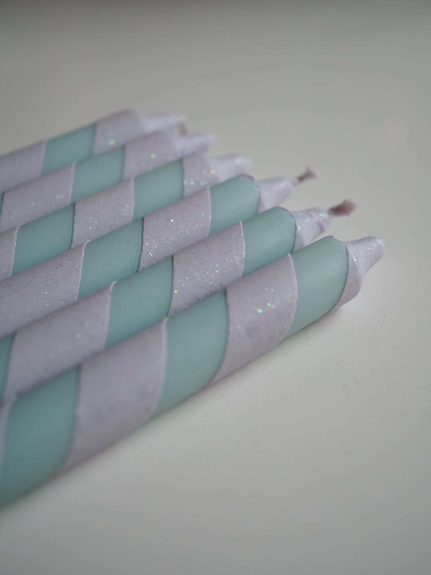 Lys - swirl lilla glitter og turkis 1.stk
