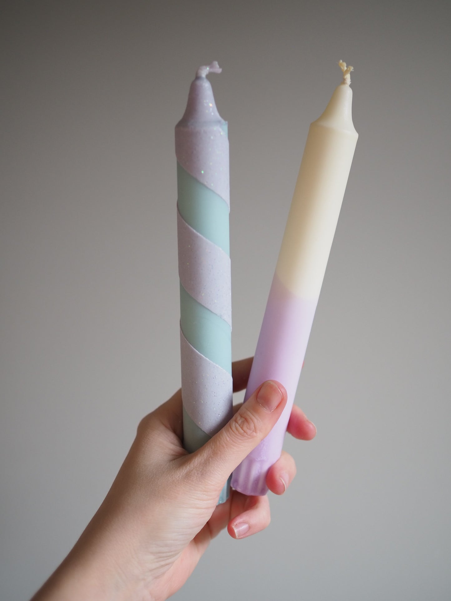Lys - swirl lilla glitter og turkis 1.stk